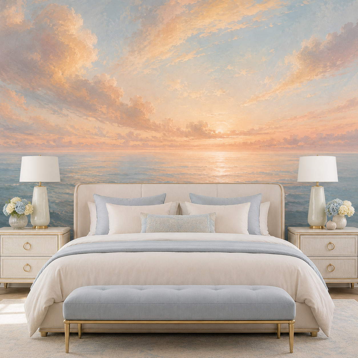 Sunrise Home Textiles & Apparel - Pastel Ocean Sunrise Self Adhesive Wallpaper