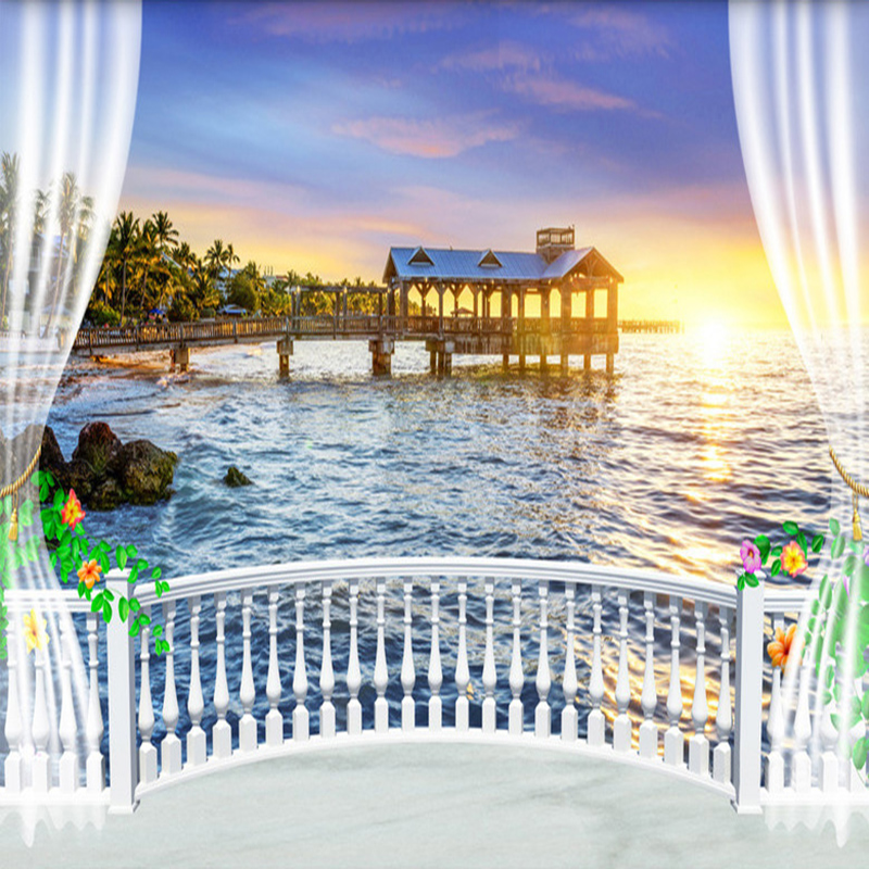 Sunrise Home Textiles & Apparel - Custom Photo Wallpaper 3D Balcony Beautiful