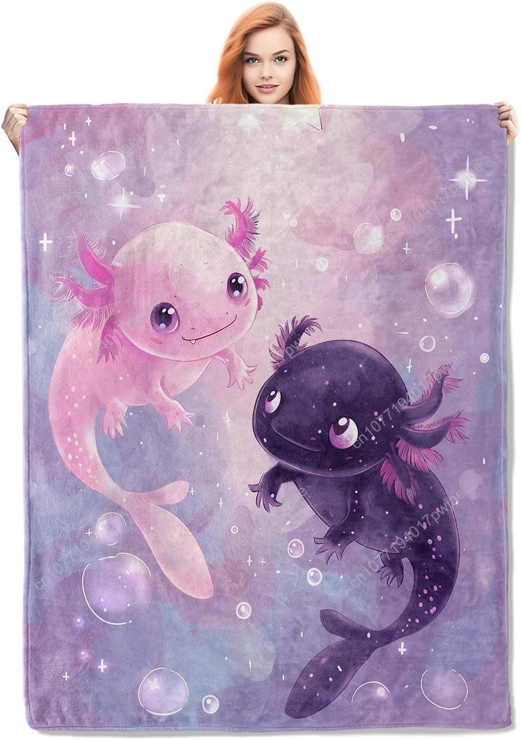 Quality Home Textiles - Axolotl Blanket Cute Axolotls Flannel Throw