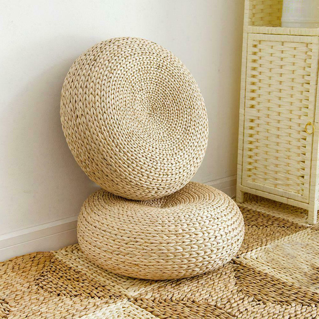Natural Straw Round Pouf Handm - đánh giá và giá Japanese Home Textiles