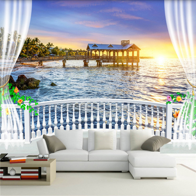 Custom Photo Wallpaper 3D Balc - đánh giá và giá Sunrise Home Textiles & Apparel