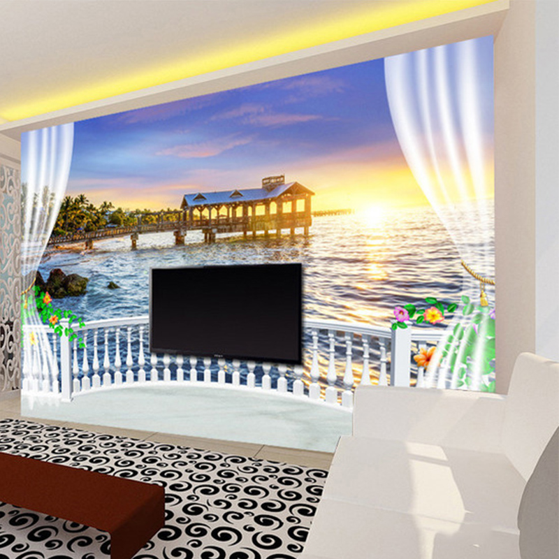Custom Photo Wallpaper 3D Balc - đánh giá và giá Sunrise Home Textiles & Apparel