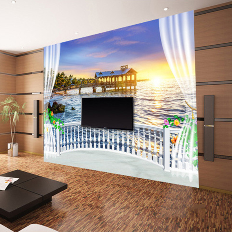 Custom Photo Wallpaper 3D Balc - đánh giá và giá Sunrise Home Textiles & Apparel