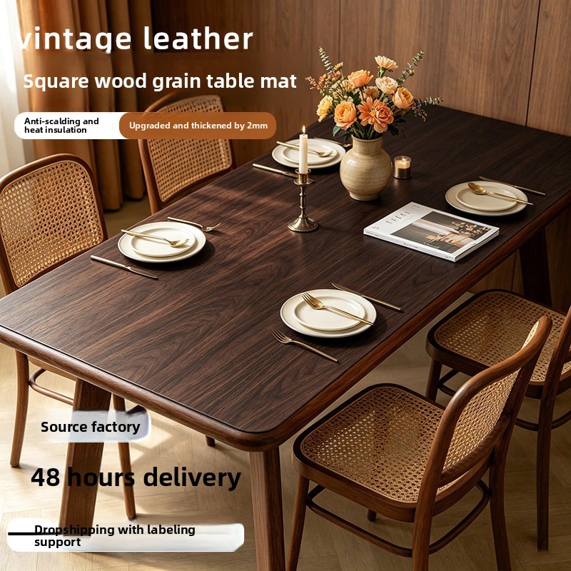 Faux Wood Grain Leather Table  - đánh giá và giá Home Textiles Today News