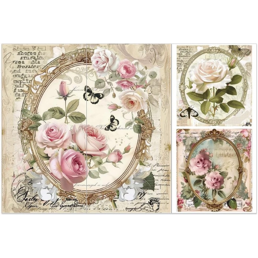 3pcs/Set Rose Rub on Transfers - đánh giá và giá Vintage Home Textiles