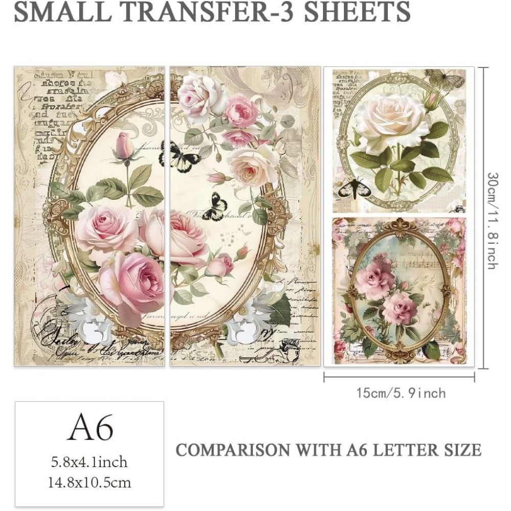 3pcs/Set Rose Rub on Transfers - đánh giá và giá Vintage Home Textiles