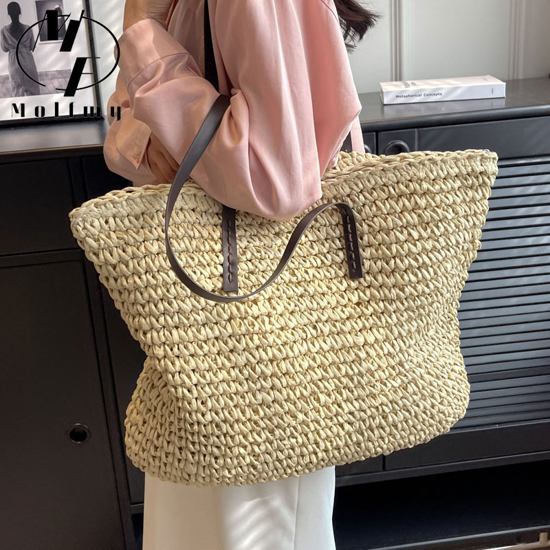 Straw Woven Tote Bags Casual L - đánh giá và giá Home Textiles Store