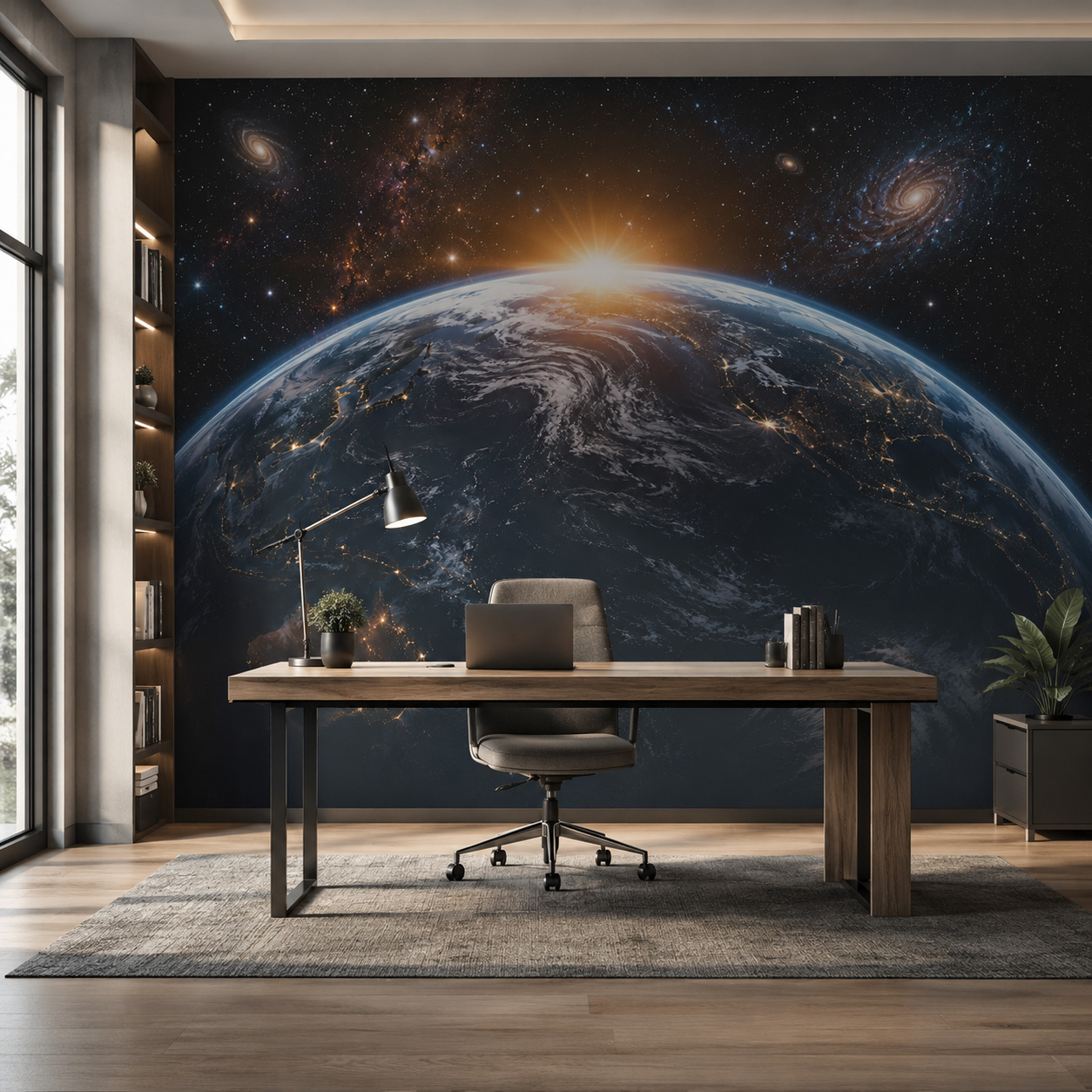 3D Space Earth Sunrise Wall Mu - đánh giá và giá Sunrise Home Textiles & Apparel